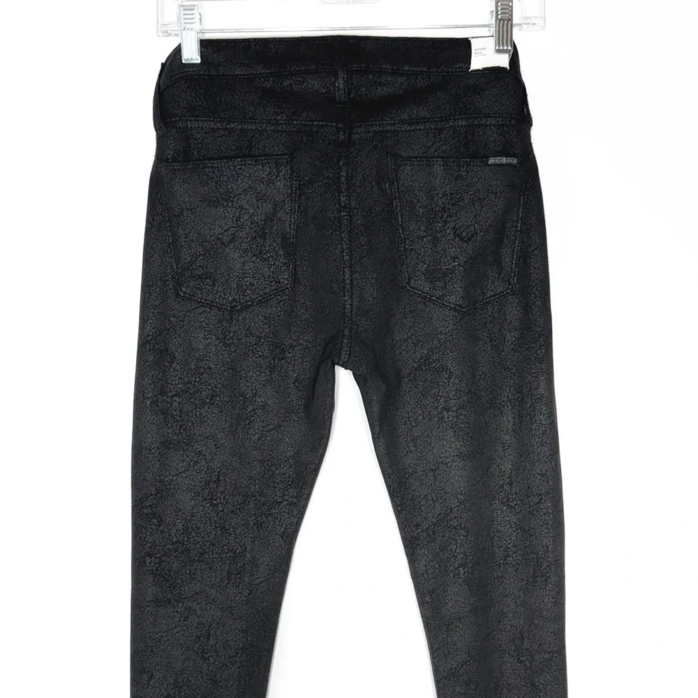 Hudson Black Crackle Ponte Knit Mid Rise Full Length Ankle Skinny Pants 4, 27